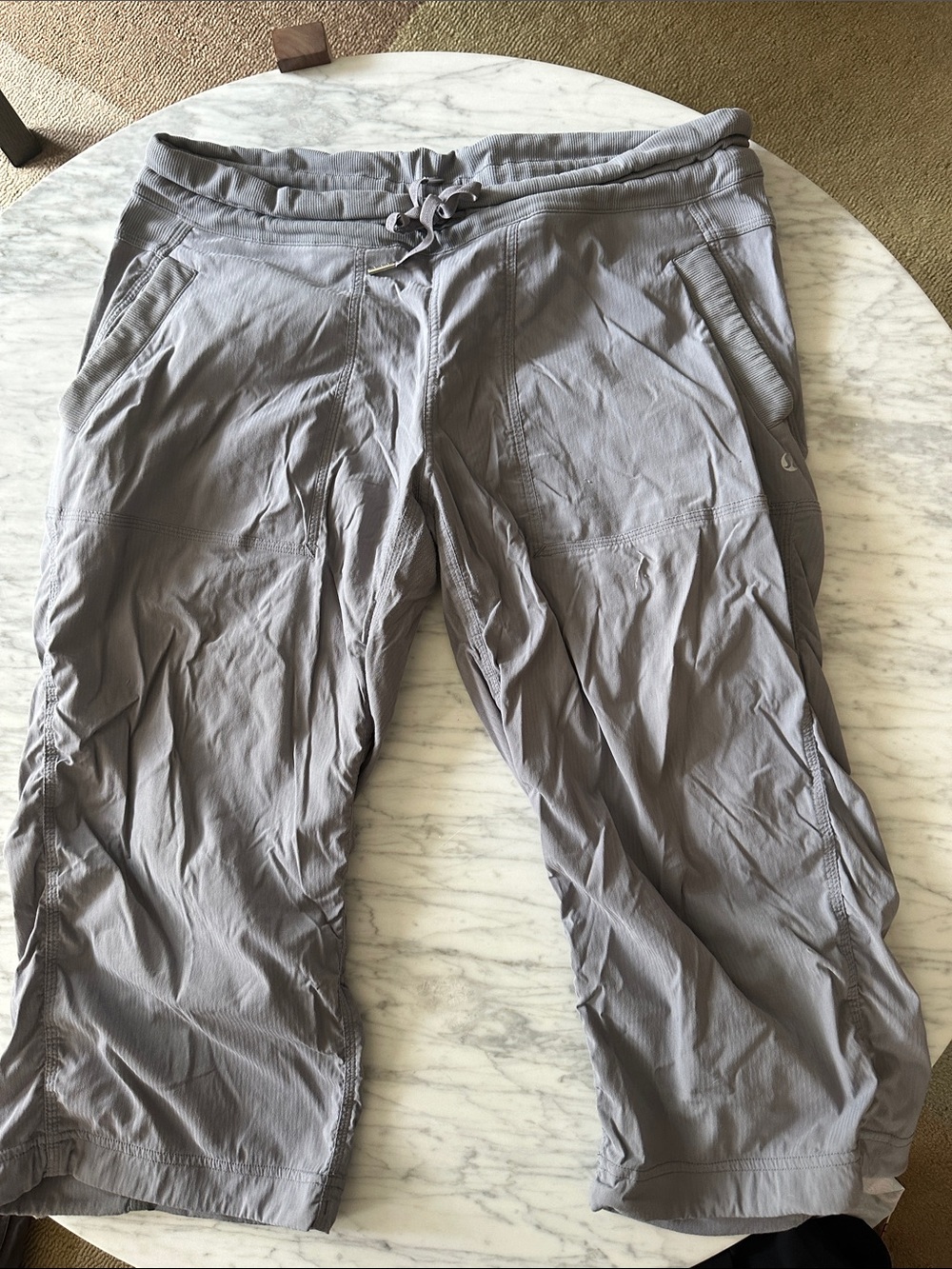 lululemon athletica Light Gray Drawstring Capri Pants